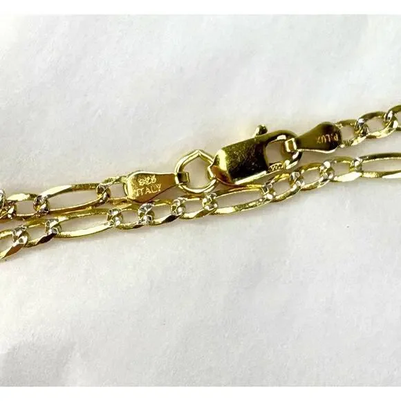 Agate Garnet Sterling Silver Gold Vermeil Pendant Necklace Figaro Chain 20” - Picture 5 of 6